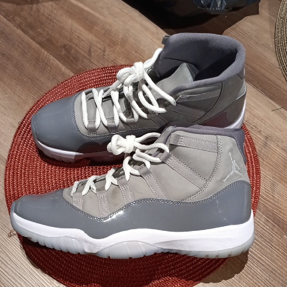 Jordan Retro 11 High-Top Sneakers in Grey and White